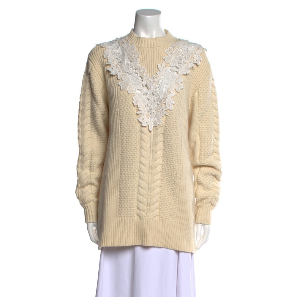 See By Chloe Cream Sweater with Lace Accent